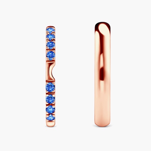 Obrączki The Journey: różowe złoto, niebieski szafir, półokrągłe, 2 mm i 3 mm